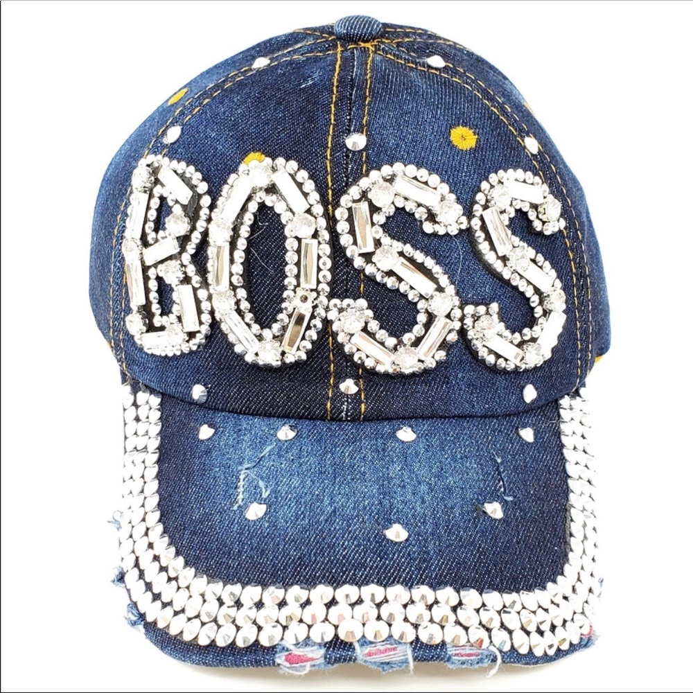 Mob Wives Denim BOSS Bling Baseball Hat